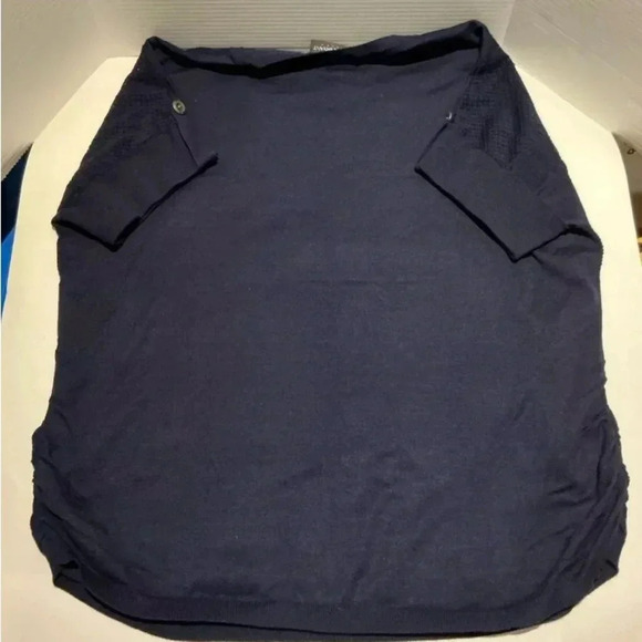 18/20 Lane Bryant Short Sleeve Womens Blue Sweater Round Neck W/Ruched Sides Top - Picture 4 of 7